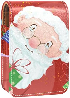 ORYUEKAN Ruj Kılıfı Ayna ile Sevimli Taşınabilir Makyaj Çantası kozmetik torbası, Noel Karikatür Noel Baba Kırmızı