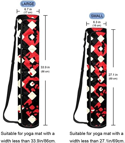 Yoga Mat Çantası, Siyah ve Kırmızı Desen Egzersiz Yoga matı Taşıyıcı Tam Zip Yoga Mat Taşıma Çantası Ayarlanabilir