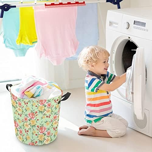 Çamaşır sepeti Güller-Vintage-Arka Plan-Duvar Kağıdı Kolları İle çamaşır sepeti Katlanabilir Sepet Kirli giysi saklama
