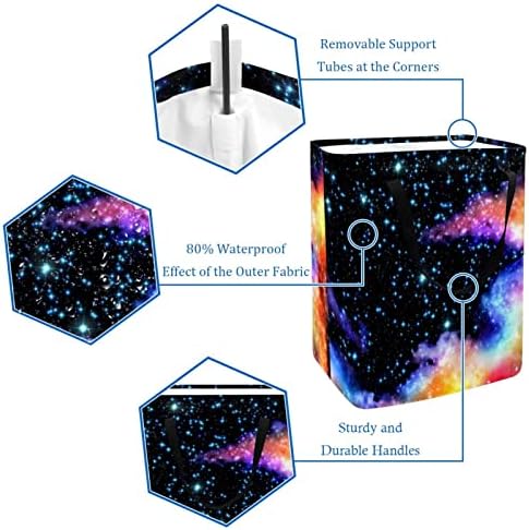 Bulutsusu Galaxy Yıldızlı Gökyüzü Baskı Katlanabilir çamaşır Sepeti, 60L Su Geçirmez çamaşır sepetleri Çamaşır Kutusu
