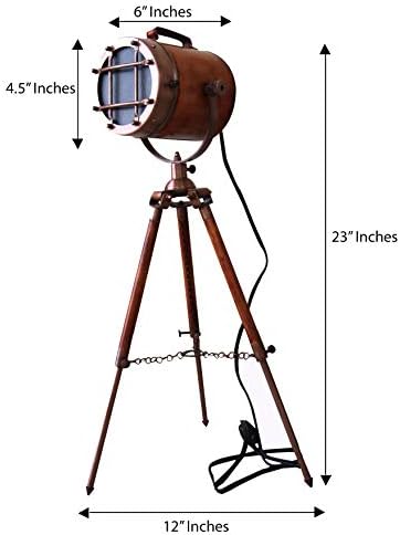 koleksiyondeNiz Vintage Düşük Zemin Lambası Antika Stüdyo Modeli Projektör Tripod ile Satın Alın
