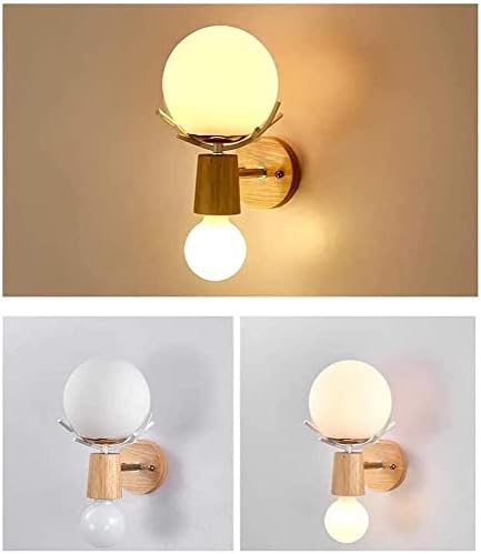 Güçlü dayanıklı E27 İskandinav Modern beyaz cam duvar lambası sadelik kauçuk ahşap dekorasyon duvar ışık kapalı aydınlatma