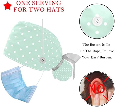 FFLOWER Çalışma Kapaklar Düğmesi Pastel Pembe Beyaz Polka Dot At Kuyruğu Tutucu Kravat Geri Şapka Kadınlar için Uzun