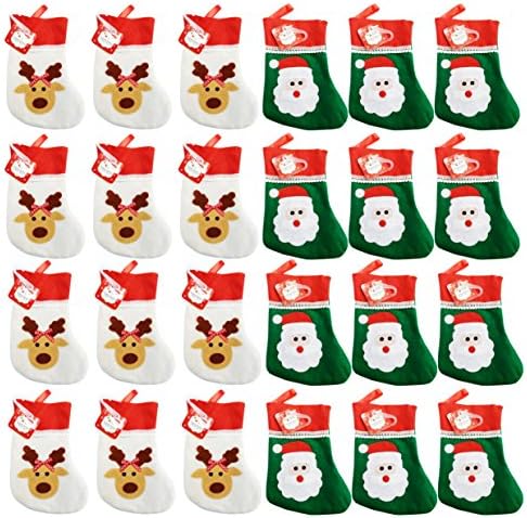 24 Küçük Ren Geyiği ve Noel Baba Noel Çorabı Seti! 3.54 x 6.3 Sevimli Noel Çorapları Dekorasyon, Etkinlikler, Parti