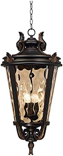 John Timberland Casa Marsilya Avrupa açık tavan ışık asılı Veranda bronz kahverengi 30 şampanya dövülmüş cam nemli