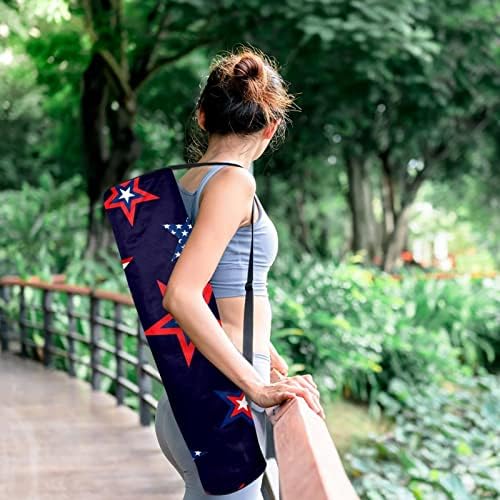 RATGDN Yoga Mat Çantası, Amerikan Yıldız ABD Bayrağı Egzersiz Yoga matı Taşıyıcı Tam Zip Yoga Mat Taşıma Çantası Ayarlanabilir