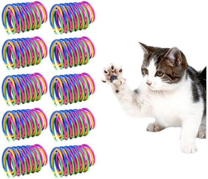 Kapalı Kediler için Andıker Kedi Oyuncakları, 32 adet Kedi Yaylı Oyuncaklar Renkli ve dayanıklı Plastik Yaylar Swatting,