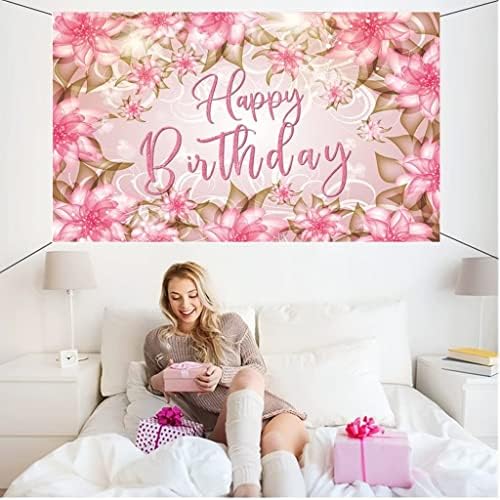 HOTIYOK 30th 40th Doğum Günü Süslemeleri Kadınlar için Mutlu Doğum Günü Zemin Afiş Pembe Romantik Güller Parti Süslemeleri