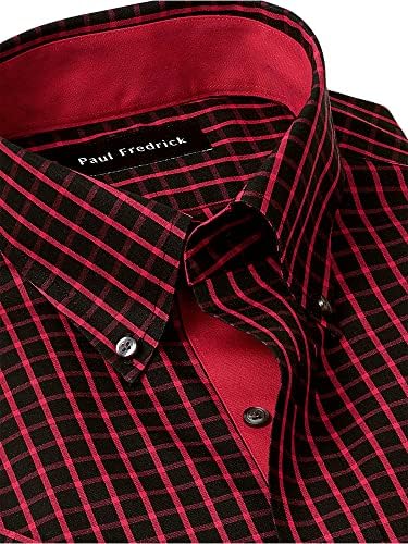 Paul Fredrick erkek Slim Fit Demir Dışı Pamuklu Ekose Elbise Gömlek