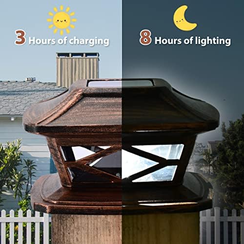 TWİNSLUXES güneş direkli lambalar açık 2 modları su geçirmez LED güneş çit kepi ışık 3.5x3.5 4x4 5x5 ve 6x6 Sonrası