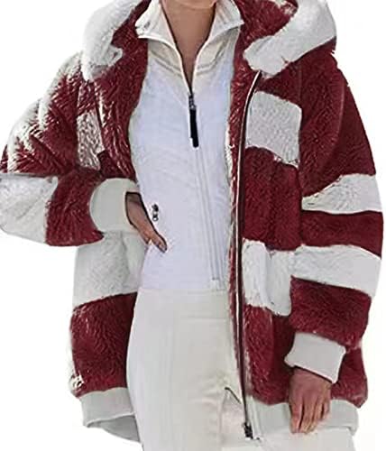 flanel ceket kadın, 2022 Kış Uzun Kollu Bulanık Polar Açık Ön Kapşonlu Hırka Ceket Palto Kabanlar Cepli