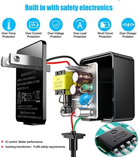 SoulBay 12 V 1A AC Adaptör Şarj Değiştirme w/8 ipuçları, LED şerit ışık için regüle Güç Kaynağı kablosu, CCTV Kamera,