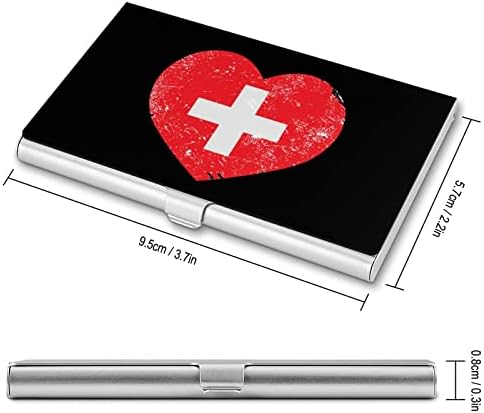 Switerland Kalp Retro Bayrak kartvizit kutusu Cep kart tutucu Metal İnce Kart Cüzdan Erkekler Kadınlar için