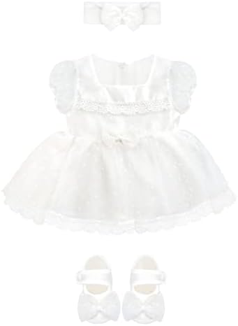 Lılax Bebek Kız Puantiyeli Beyaz Tül Elbise, Bebek Resmi Tutu Elbise