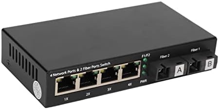 DAUERHAFT Ethernet Fiber Anahtarı, Fiber Ethernet Ortam Anahtarı, 2 Optik Bağlantı Noktası 20 km'ye kadar 4 Elektrik