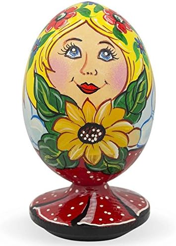 Ayçiçeği Ahşap Yumurta Heykelcik ile BestPysanky Ukraynalı Kız