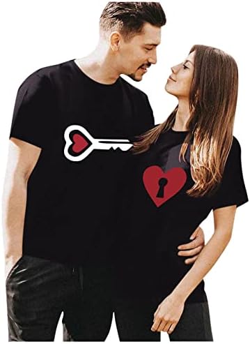 Numaler Çift Eşleşen Tema Gömlek Sroop Boyun 2023 Kısa Kollu Bluzlar bol tişört Koca Eşi için