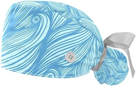 2 Paket Ayarlanabilir Çalışma Kapaklar Kabarık Şapka Düğmeleri ile esnek bant Kravat Geri Fırçalama Şapka Kadın Erkek
