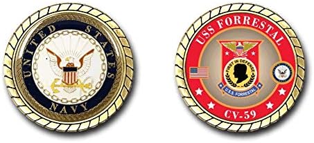 USS Forrestal CV - 59 Challenge Coin ABD Donanması Resmi Lisanslı