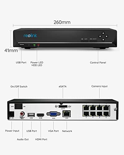 REOLİNK 5MP PoE IP Kameralar RLC - 510A (4'lü Paket) Reolink 8 Kanallı PoE NVR 2 TB Sabit Disk Takılı,Dış Mekan IP