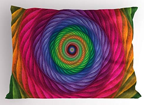 Ambesonne Sanat Soyut Yastık Sham, Gökkuşağı Renklerinde Modern Görünüm Spiral Girdap Renkli Tasarım Baskı, Dekoratif