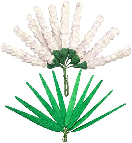 Couture Kreasyonları-Lavanta Aşk Kağıt Çiçekler-2 Tonlu Leylak Dut Kağıdı Lavanta Sapları + Uzun Çim (20 adet)