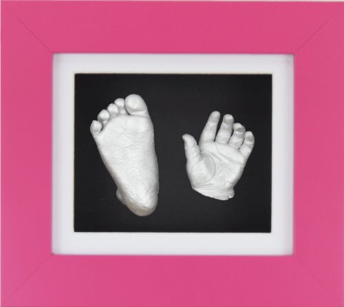 BabyRice Yeni Bebek Döküm Kiti ile 6x5 Pembe 3D kutu ekran Çerçevesi / Beyaz Montaj / Siyah Destek / Gümüş Boya