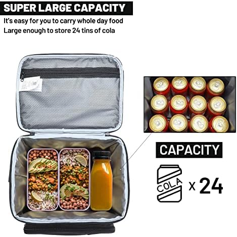 Nepest Büyük Yalıtımlı Öğle Soğutucu Çanta Yetişkin Erkekler Kadınlar için 24 Can Ağır Öğle Yemeği Kutusu Kullanımlık