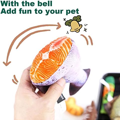 Pomeww Kedi Oyuncaklar ile Catnip Çan, 3 Paket Balık Kuyruğu Yavru Chew Bite, Malzemeleri Sıkıntı Kabartma Kabarık