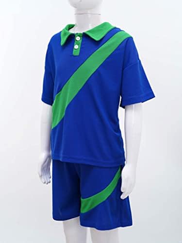 JanJean Çocuk Boys günlük kıyafetler Set Kısa Kollu Yaka Gömlek Üst Elastik Bel Şort 2 Parça Açık Eşofman