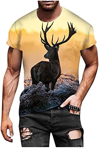 Erkek Gömlek Moda Hayvan Grafik Baskılı Renk Tee Kısa Kollu günlük t-Shirt Serin Rahat Hafif Üstleri