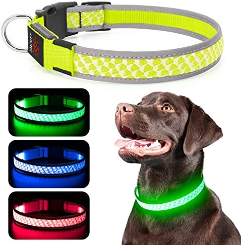 Flashseen Light Up köpek tasması, USB şarj edilebilir led lamba köpek tasması ışıkları, Küçük, Orta, Büyük Köpekler