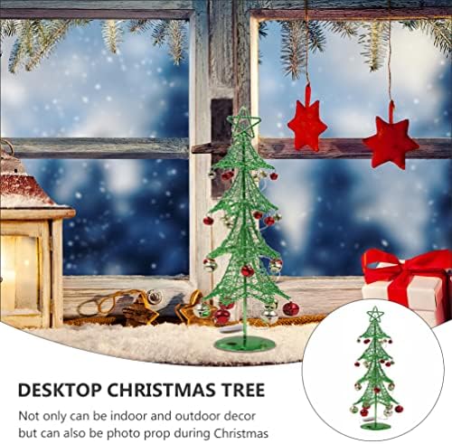 Amosfun Doğuş Dekor Mini Demir Noel Ağacı Demir Sanat Noel Masa Süsü Jingle Bell ile Noel Partisi Dekorasyon Centerpiece