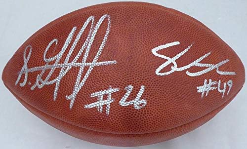 Shaquem & Shaquill Griffin İmzalı Resmi NFL Deri Futbol Seattle Seahawks (Düz) MCS Holo 79415-İmzalı Futbol Topları