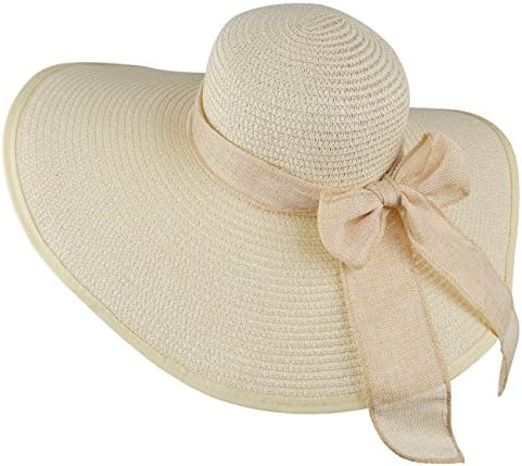 DRESHOW plaj şapkaları Kadınlar için Büyük Saman Geniş Ağızlı Yaz geniş disk şapka Katlanabilir Roll up Kap güneş