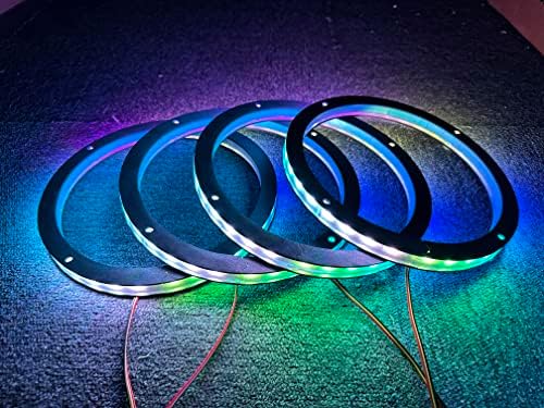 4 ADET 15 araba LED hoparlör halka ışıkları dekoratif ışık kiti rüya renk kovalayan akış serisi + RGB Spacer halka