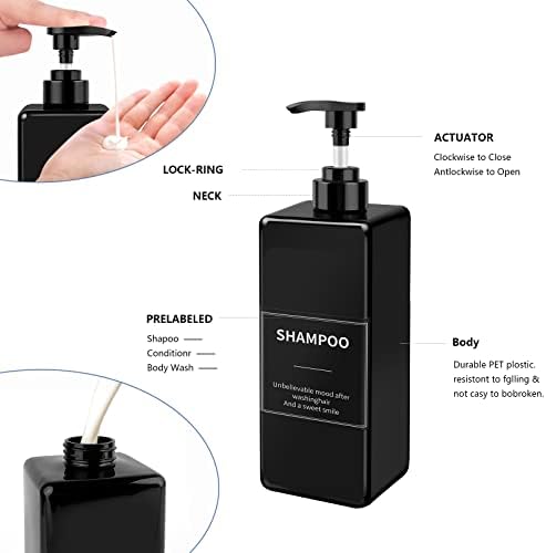 Şampuan ve Saç Kremi Dispenseri (Şeffaf, 3'lü Set, 27oz) - Yeniden Doldurulabilir Şampuan ve Saç Kremi Şişeleri-Boş