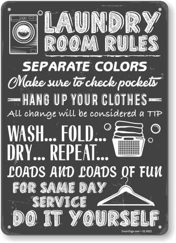 SmartSign Büyük Çamaşır Odası Kuralları İşareti,” Renkleri Ayırın, Cepleri Kontrol Edin, Dikkate Alınan Ucu Değiştirin