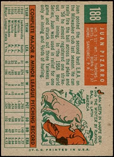 1959 Topps 188 Juan Pizarro Milwaukee Braves (Beyzbol Kartı) NM Braves