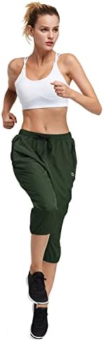 BALEAF kadın Hafif Capri Jogger Yürüyüş Şort Koşu kapri pantolonlar Hızlı Kuru UPF 50 + Fermuarlı Cepler