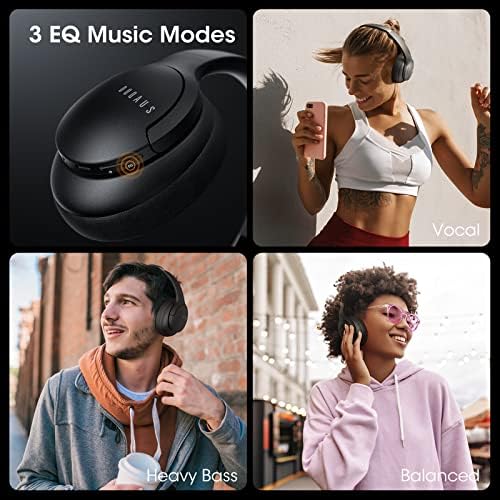 DOQAUS Bluetooth Kulaklıklar Kablosuz, 52 Saat Çalma Süresi Dahili HD Mikrofonlu Bluetooth 5.3 Kablosuz Kulak Üstü