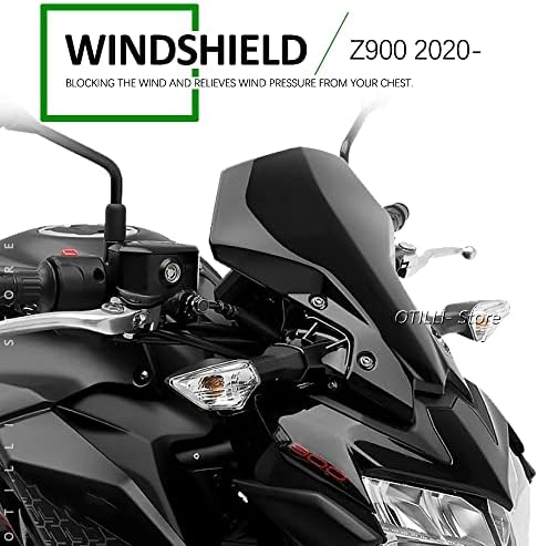 Halıfu 2021 2020 KAWASAKİ Z900 Z 900 YENİ Motosiklet Aksesuarları Cam Cam Baffle Hava Rüzgar Deflector (Siyah)