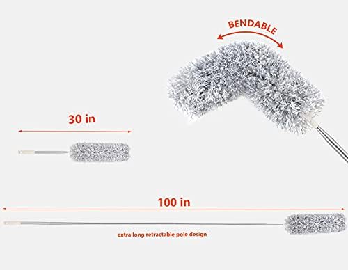 Mikrofiber Silgi uzatma direği 30 ila 100, Yeniden Kullanılabilir, Uzatılabilir Silgi Paslanmaz Çelik Direk Temizleme