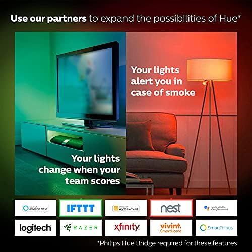 Philips Hue Beyaz ve Renkli Ambiyans akıllı ışık başlangıç Kiti, Alexa, Apple HomeKit ve Google Asistan ile Uyumlu