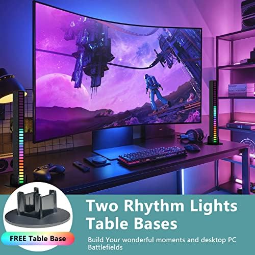 YUEARN 2 adet ses kontrolü ritim ışıkları, müzik ritim lambası, siyah RGB LED ışıkları, şarj edilebilir kablosuz ses