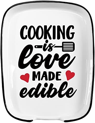 Hvukeke Seramik Kaşık Istirahat için mutfak fırını Üst Sayaç, Komik Pişirme Aşk Made Yenilebilir Beyaz Kaşık Sahipleri