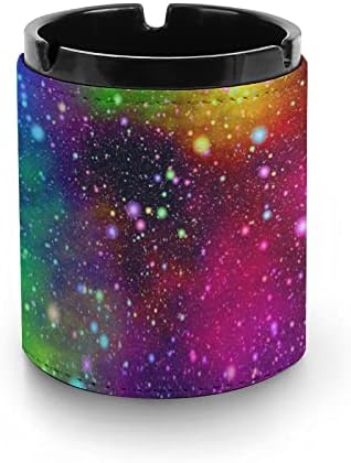 Parlak Renkli Soyut Galaxy Evren Deri Küllük Yuvarlak Sigara kül tablası Taşınabilir Kül Tutucu ev ofis dekorasyonu