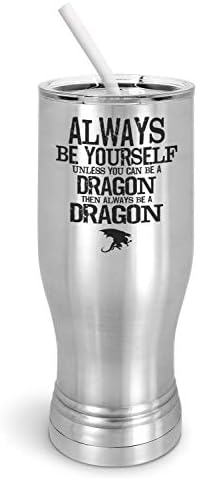 PixiDoodle, Dökülmeye Karşı Dayanıklı Sürgü Kapaklı ve Silikon Pipetli (20 oz Pilsner, Beyaz)Dragon - Cool Dragon