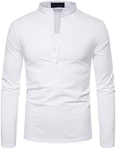Düğme V boyun rahat uzun kollu renk üst katı ince bluz erkek erkek bluz erkek T Shirt