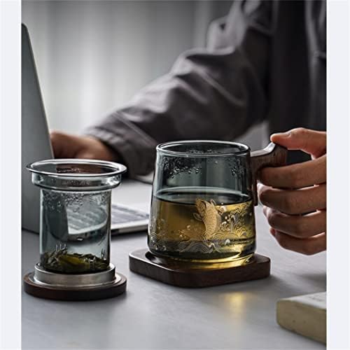 ZHUHW Cam çay bardağı Kişisel Üç Bardak ayırmak için çay fincanları Ofis kapaklı bardaklar Çay Töreni Bardak